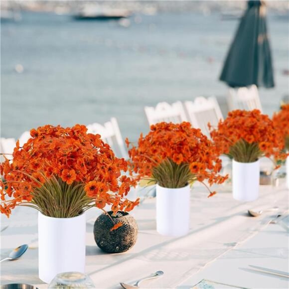 20 Bundles Artificial Fall Flowers Outdoor UV Resistant Fake Flowers No Fade - Picture 5 of 8